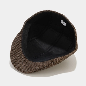 Cappello newsboy classico a spina di pesce con fodera nera e fascia antisudore elasticizzata