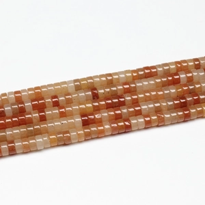 Close-up of natural orange stone spacer square beads for DIY necklace jewelry making