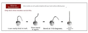 S925 sterling silver needle showing flexible and bendable material for stud earrings