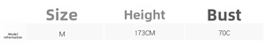 Detailed size chart for the printed dress showing measurements for size M, height and bust