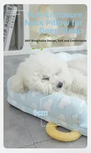 Detail of 9cm raised edges on cooling ice silk dog bed for neck protection