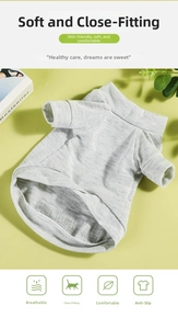Breathable light grey cotton dog sweatshirt featuring a ribbed crew neck and soft texture