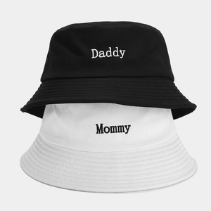 Cotton Bucket Hat Daddy Mommy Letter Embroidery Sun Protection Outdoor Fashion Unisex