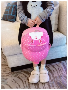 Pink cartoon animal backpack for preschool kids featuring a smooth lightweight finish