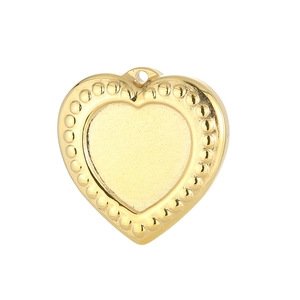 Golden heart pendant with bead edge detail and polished stainless steel finish