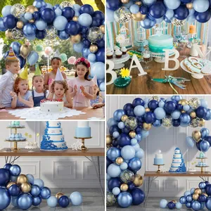 Navy blue and gold balloon arch kit for boys birthday party and baby shower decoration
