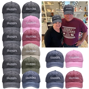 Retro Washed Cotton Baseball Cap Vintage Embroidered Grandpa Grandma Letter Outdoor Sun Protection Adjustable Sun Hat