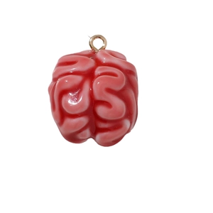 Creative red resin brain pendant with gold metal ring for DIY jewelry and earrings