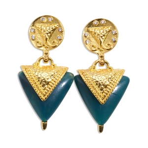 Boucles d'oreilles vintage en or et résine avec clous ronds sertis de cristaux pour femme