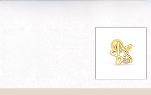 Detail view of 925 sterling silver hollow star stud earring with cubic zirconia and specs