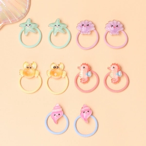 Cute ocean animal hair ties set with mermaid sea stars for girls in pastel colors