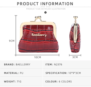 Detailed dimensions of burgundy crocodile texture PU leather coin purse showing 10x9x3CM size