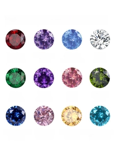 Detailed chart showing 12 different colorful birthstone crystals for flower earrings