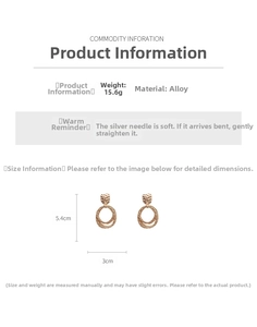 Detail showing gold geometric triple hoop earrings with hammered texture and dimensions