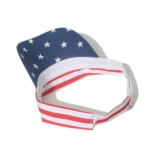 Adjustable sun visor hat with American flag stars and stripes design for outdoors
