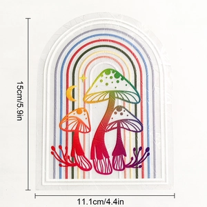 Rainbow mushroom suncatcher window sticker decal with moon and stars, 15cm size detail