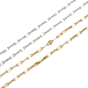 Polished 18k gold and silver stainless steel lip chains for DIY necklace jewelry making