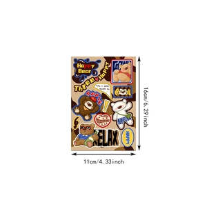 Detail view of cartoon bear stickers with dimensions 16cm by 11cm for DIY crafts