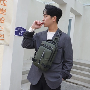Waterproof military green chest bag for men with adjustable shoulder strap for outdoor use