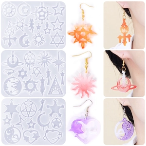 Starry Sky Earring Silicone Molds Moon Sun Star Heart Shapes For Epoxy Resin Jewelry Making DIY Crafts