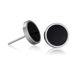 Stainless Steel Barbell Stud Earrings Round Minimalist Dumbbell Shape Punk Streetwear Jewelry For Men Women Black Silver