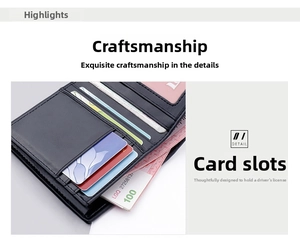 Detailed view of large capacity oil wax leather wallet with multiple card slots and bill pocket