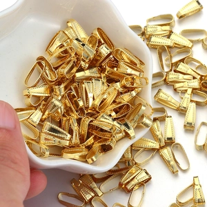 Golden stainless steel pinch bails for pendant DIY jewelry making in bulk quantity