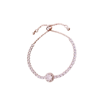 Bracelet géométrique argenté élégant avec sertissage halo en cristal et cordon ajustable