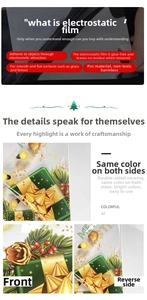 Detailed view of PVC Christmas static window decals with double-sided color patterns
