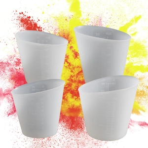 Set of four translucent silicone measuring cups with precise ml and oz scale marks