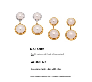 Detailed view of French luxury pearl earrings with 4.0cm height and stainless steel base