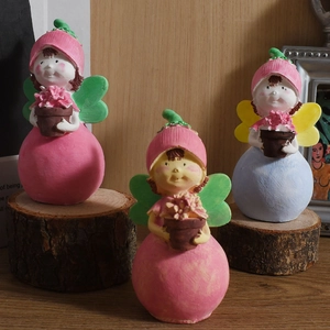 Three-piece garden fairy set with berry hats and colorful wings for resin decor