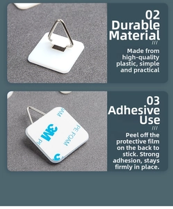 Square adhesive plate hanger with 3M foam backing and sturdy metal triangular hook