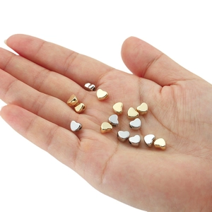 Metallic heart-shaped CCB beads in gold and silver finish for DIY jewelry making