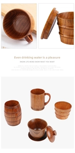 Detailed close-up showing handcrafted natural jujube wood cups and creative textures