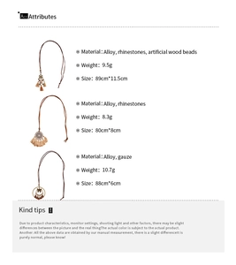 Detailed technical specifications for three types of Bohemian style long pendant necklaces