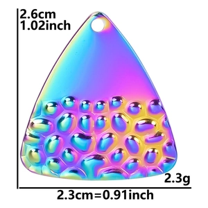 Rainbow stainless steel triangle charm dimensions with 2.6cm height and 2.3g weight