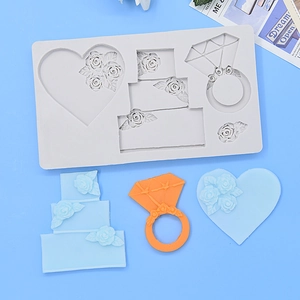 Heart Rose Cake Silicone Mold Fondant Chocolate DIY Baking Decorating Tool Wedding Theme Multi Pattern