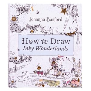 Johanna Basford How to Draw Inky Wonderlands coloring book with intricate gold foil cover