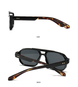 Side and back view of pilot sunglasses featuring star studs and tortoiseshell temples