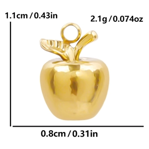 18k gold-plated 304 stainless steel apple pendant with detailed size and weight metrics