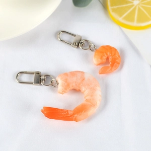 Realistischer Garnelen Fleisch Schlüsselanhänger Simulation Essen Anhänger PVC Kreative Taschenanhänger Lustiges Geschenk