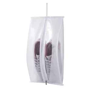 Waterproof portable travel shoe storage bag 40x20cm with zipper and transparent design