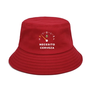 Bob en coton rouge avec imprimé jauge à bière créatif et bord de protection solaire