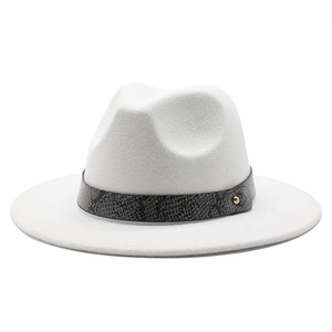 Fedora Hat Wide Brim Cotton Polyester Felt Snake Print Band Gold Rivet Jazz Cap Men Women Winter Autumn British Style