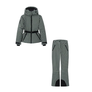 Tuta Da Sci Da Donna Con Stampa Geometrica Giacca Con Cappuccio E Pantaloni Impermeabili Sport Invernali