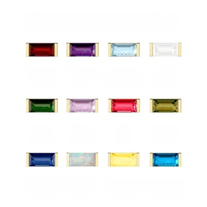 French chic titanium steel bracelet with colorful square zircon birthstone accents
