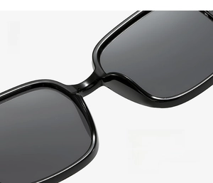 Detail of integrated nose pads on large square sunglasses for a comfortable fit