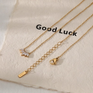 Minimalist stainless steel necklace with five marquise zircon pendants and lobster clasp