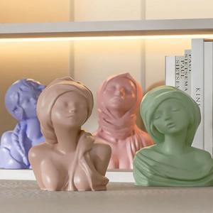 Elegant female bust sculpture molds for resin and candle making in soft pastel colors